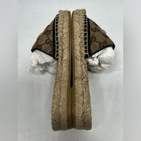 AUTHENTIC GUCCI GG MATELASSE CANVAS ESPADRILLE SANDAL size 34.5 US 4.5 - Picture 7 of 14